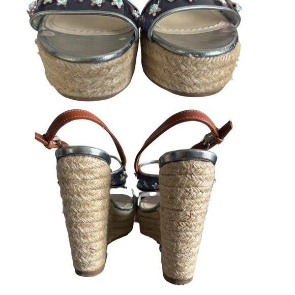 AUTHENTIC CHRISTIAN DIOR PLATFORM WEDGE FLORAL SANDALS SIZE US 6 EURO 36 - Picture 5 of 7